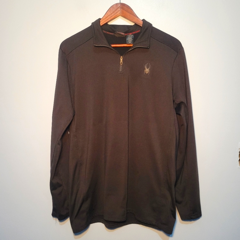 Spyder Active Sport Mens Black 1/4 Zip Pullover Long Sleeve Size Medium